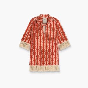 OAS red scribble Aya net dress